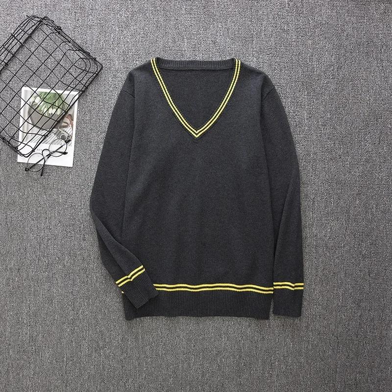DY20Cosplay Costume Magic School Hufflepuff Ravenclaw Slytherin Wizard V Neck Sweater Uniform Stripe Cotton Sleeveless Knitted V