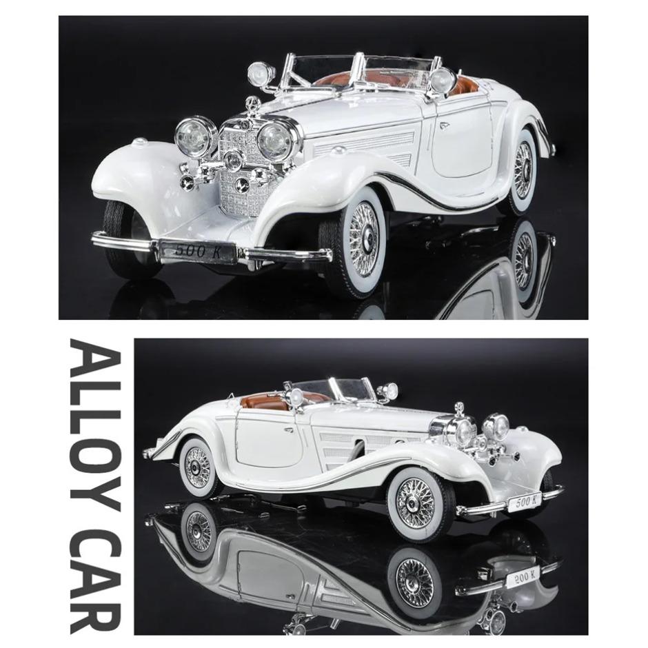 1/24 Benzs 500K Alaşımlı Araba Modeli Pres Döküm Metal Klasik Araçlar Araba Modeli Simülasyon Ses ve Işık Koleksiyonu Çocuk Oyuncak Hediye