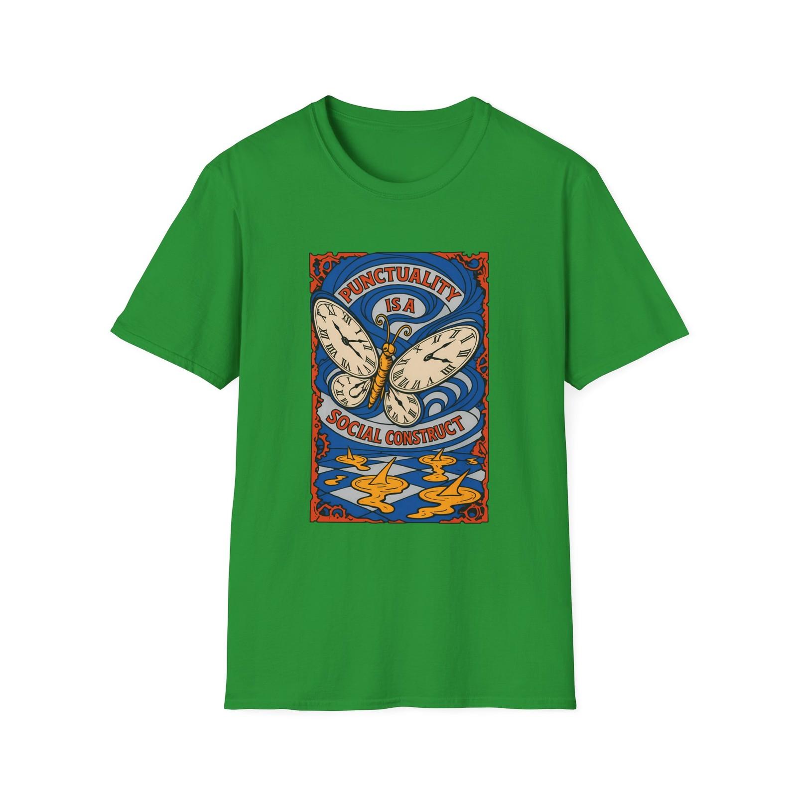 Unisex Softstyle T-Shirt Mens Womens Tees Top Surreal Butterfly Clock Art Design Time M