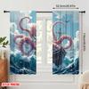 2pcs,2D plane printing Curtains Digital Printed Krakens Embrace Versatile Durable Polyester (without rod) Outdoor Decorations