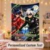 Custom Personalized Tapestry,Miraculous Ladybug Print Custom Name Text Wall Art Hanging for Bedroom