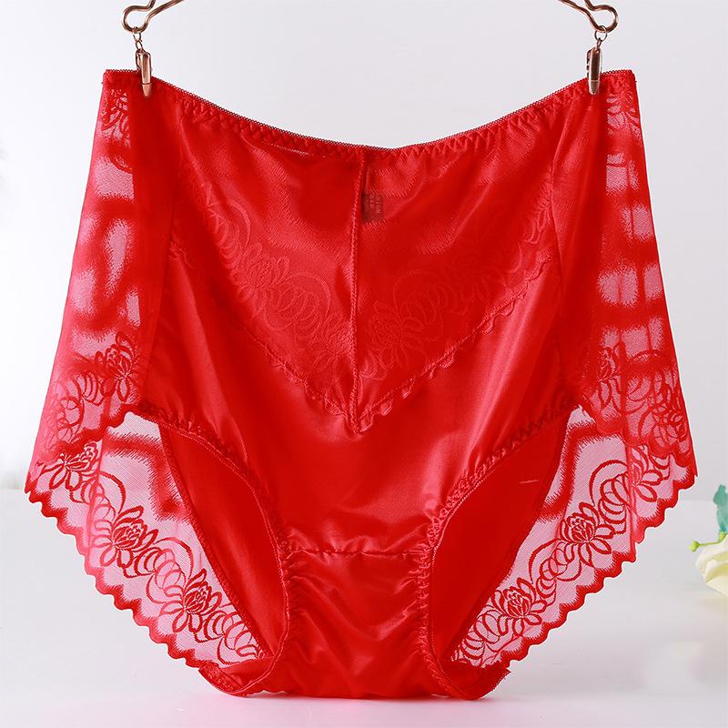 Women's Plus High Lingerie Waist Sexy Knickers Lace Hollow Mesh Briefs Underwear Panties