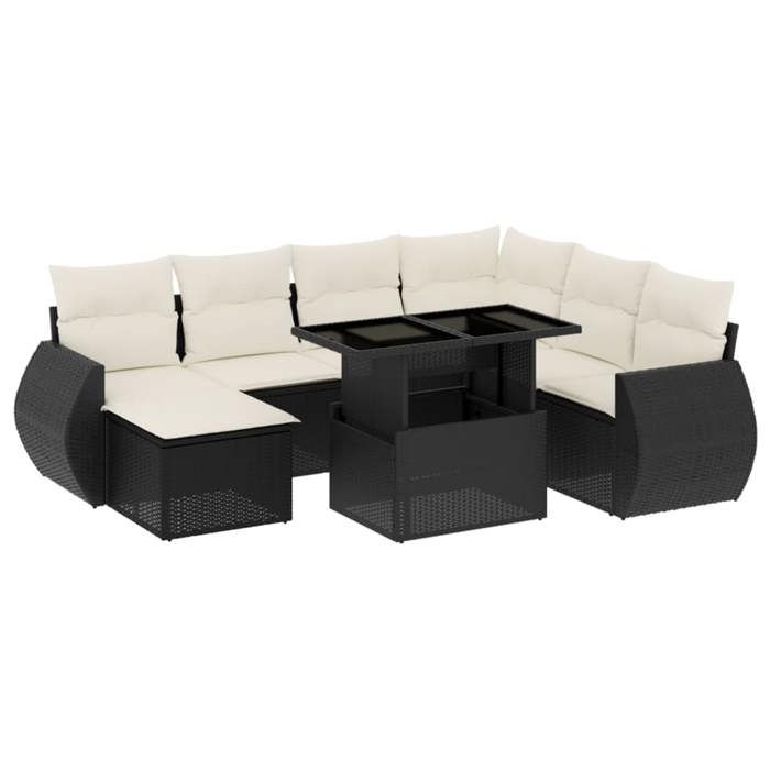 VidaXL Salon de jardin 8 pcs avec coussins noir résine tressée 3268696
