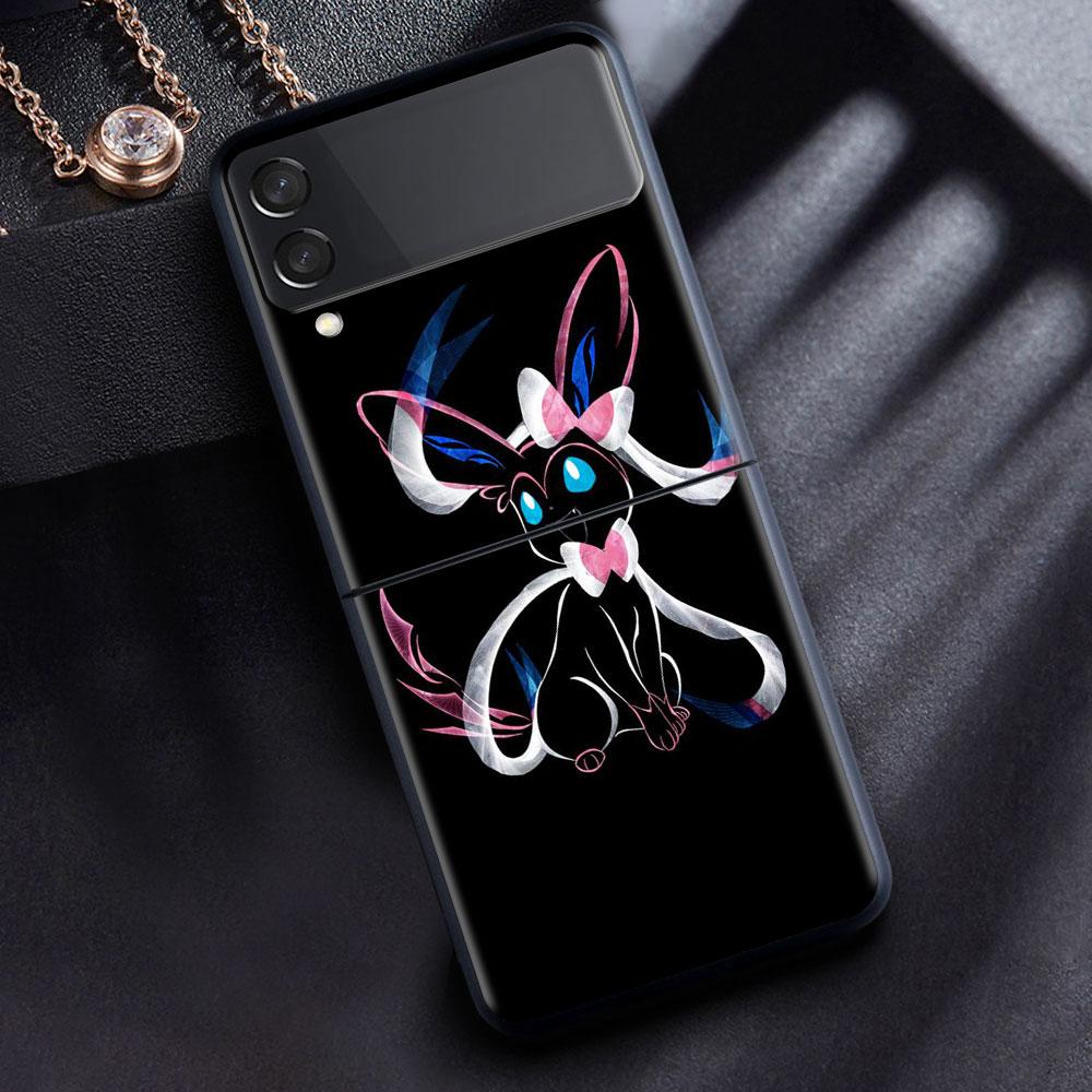 Anime Pokemon Japan Cell Case For Samsung Galaxy Z Flip 3 4 5G Fashion Z Flip3 Luxury Black Hard Back Phone Coque Cover
