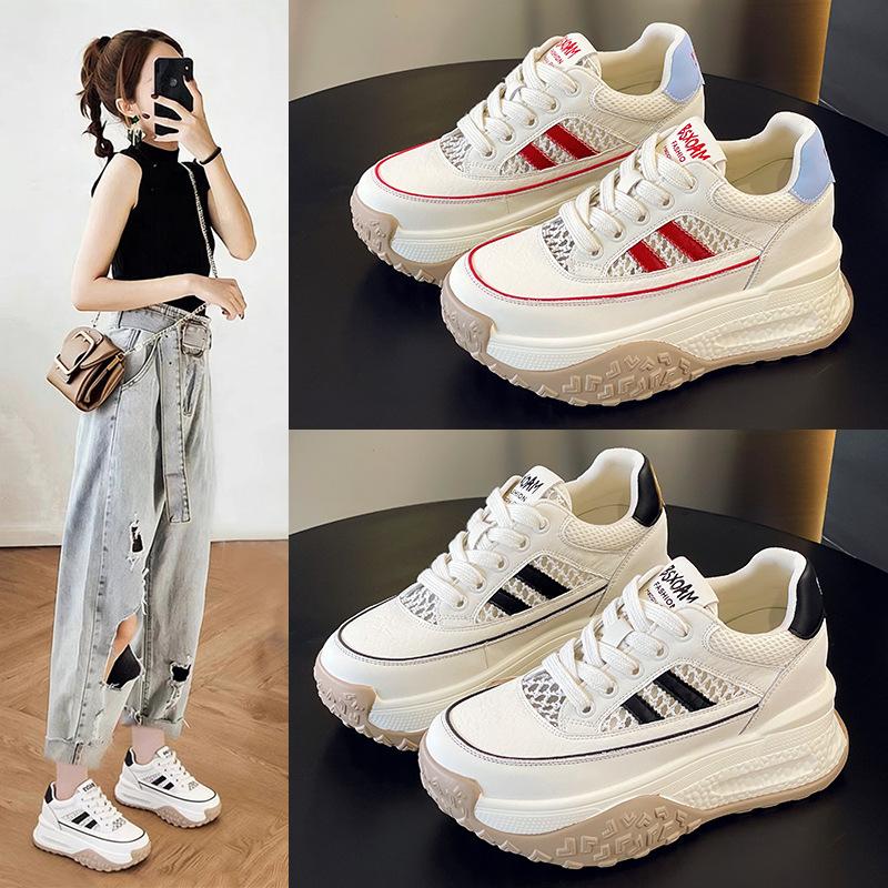 Thick-soled dad shoes for women 2026 super hot new summer breathable thin mesh shoes increase 9CM Forrest Gump women