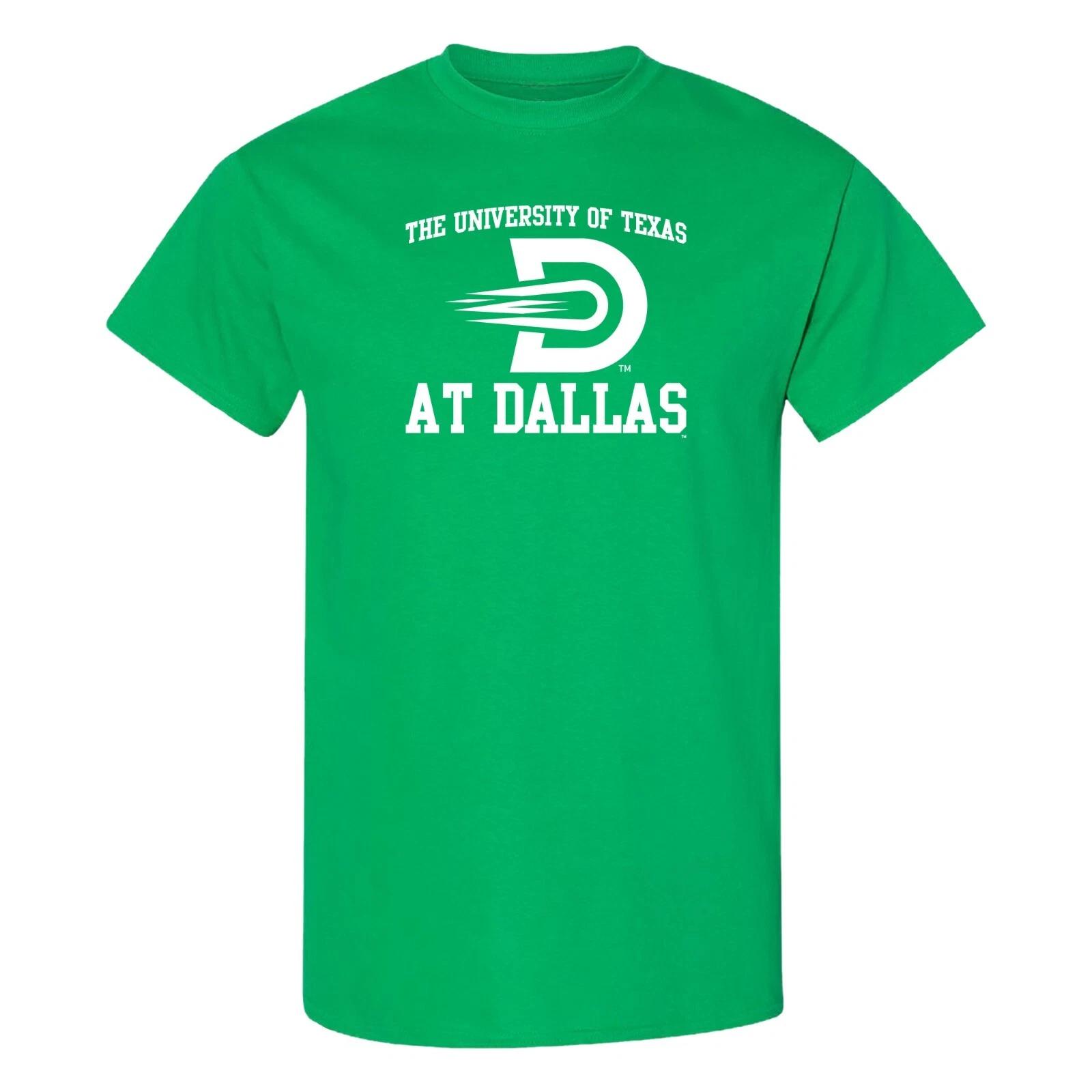 University of Texas Dallas Comets Arch Logo T-Shirt - Irish Green XL