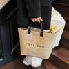 Women Straw Tote Handbag Large Capacity Crochet Beach Shoulder Bag Solid Color Weaving Travel Ladies Summer Daily Bag CLE