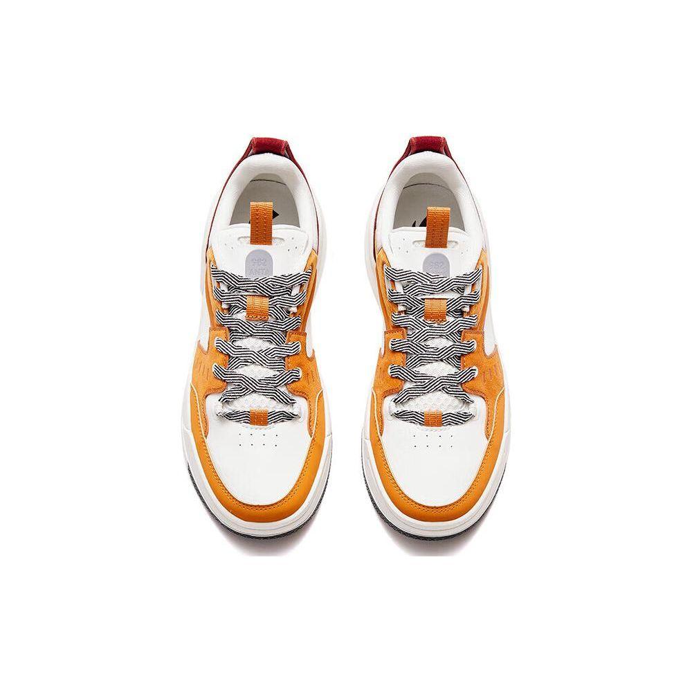 ANTA Women's 982 Series Low Top Platform Casual Sneakers Off White Orange Burgundy 122338062-5
