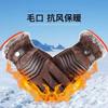 Mens Winter Leather Gloves Motorcycle Cycling Outdoor Warm Thick Lined Pigskin Touchscreen Compatible