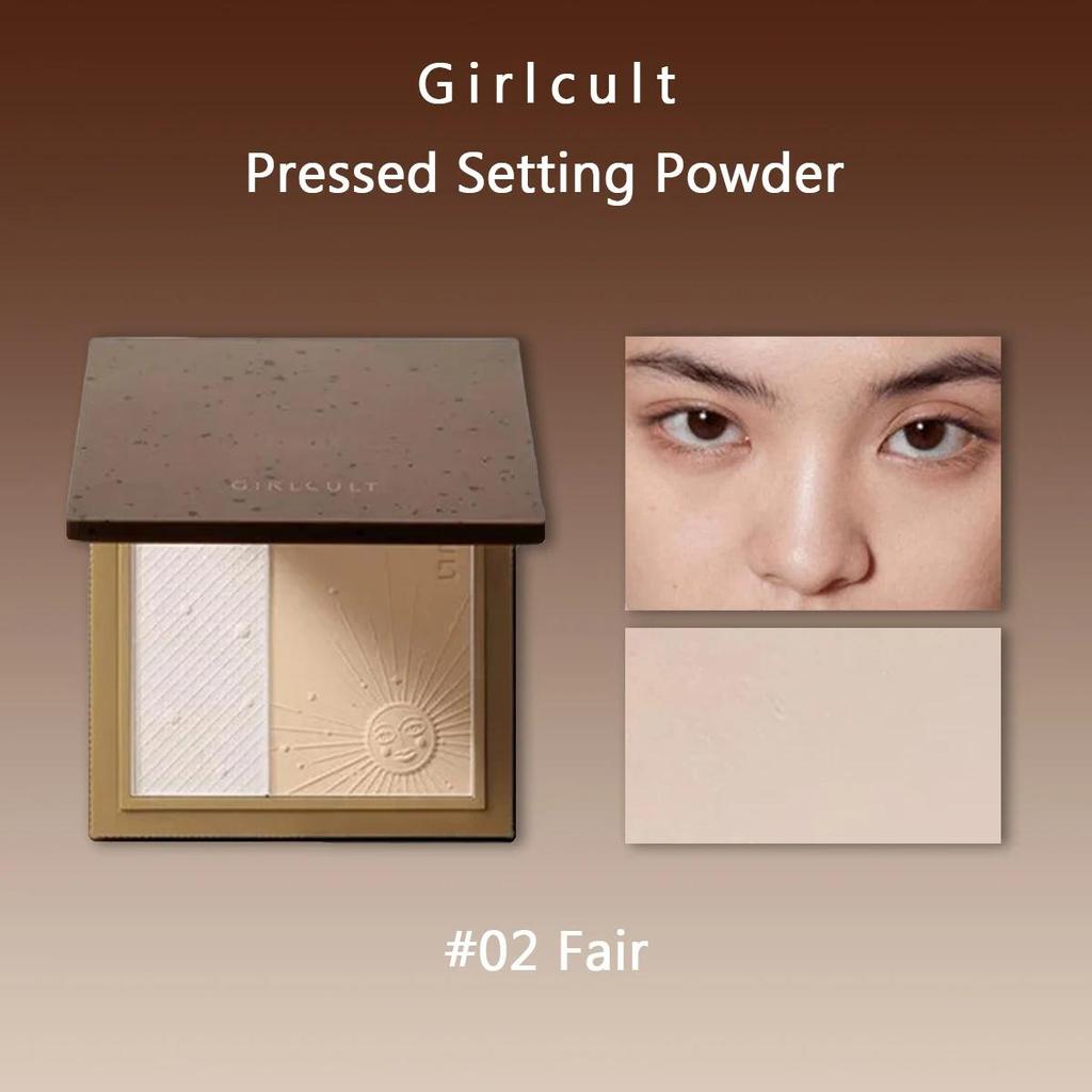 girlcult Gepresstes Fixierpuder, Feines Puder, Leicht, Nicht klumpend, Weichzeichner-Effekt, Fixierung für Gesichts-Make-up, Mattes natürliches Finish