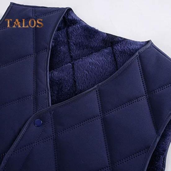 Men Waistcoat V-Neck Sleeveless Solid Color Single Breasted Vest Coat with Pockets Thickened Plush Lining Quilted Bottoming Vest Jacket