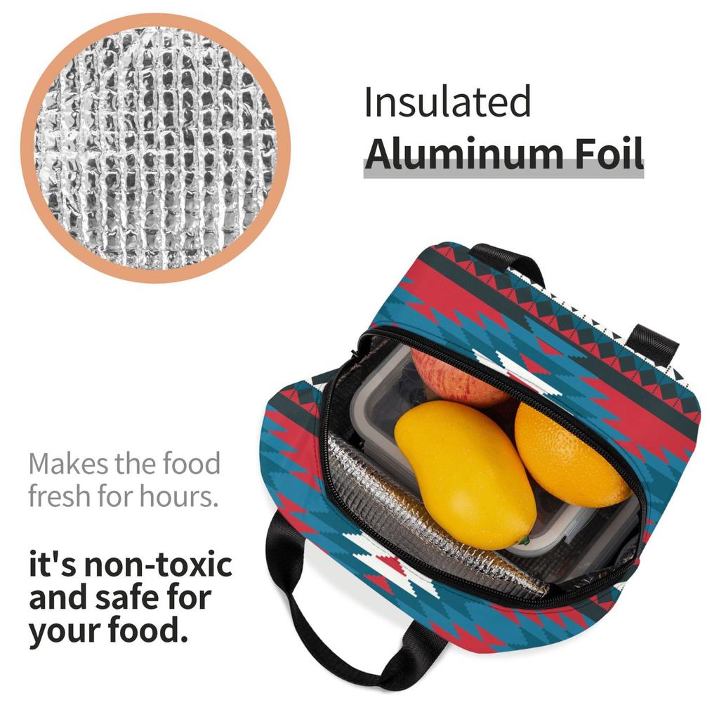 Ethnic Aztec Tribal Pattern Lunch Bags Insulated Bento Box Lunch Tote Leakproof Picnic Bags Thermal Bag for Woman Girl School
