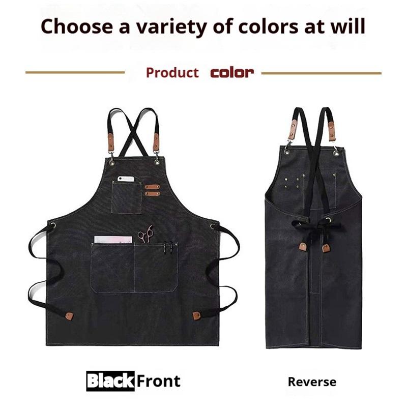 New Fashion Canvas Kitchen Aprons For Woman Men Chef Work Apron For Grill Restaurant Bar Shop Cafes Beauty Nails Studios Uniform