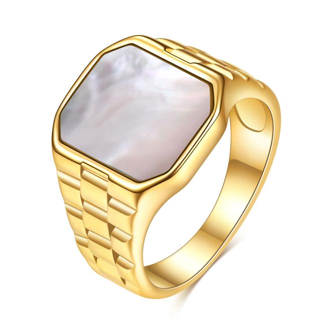 VQYSKO Men's Ring Punk Rock Smooth 316L Stainless Steel Signet Ring For Men Hip Hop Party Jewelry Male Wedding Anel