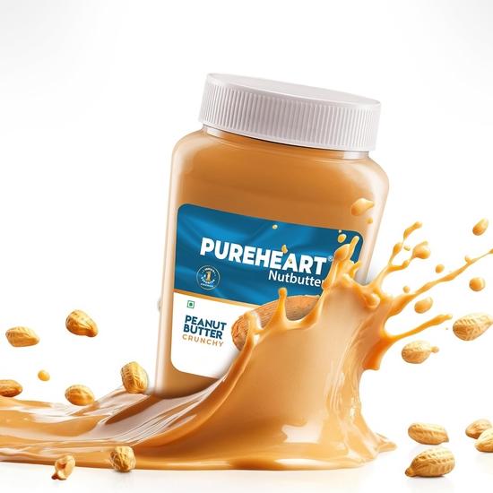 Pureheart Nutbutter Křupavé arašídové máslo 1000 g | Přírodní a prémiově pražené arašídy | Vysoký obsah bílkovin, bohaté na vlákninu | Nula trans-tuků