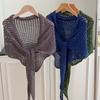 Modisches Dreiecksschal-Schal mit Hohlmuster, atmungsaktiv, Sonnenschutz, gestrickter Schal, leicht, einfarbig, Damen-Schal-Wickel