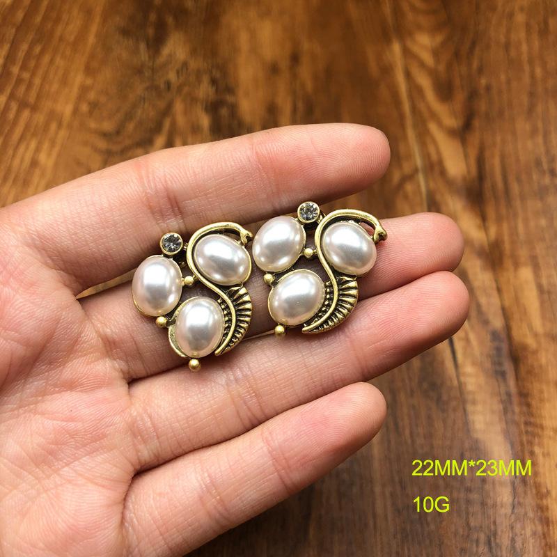 Vintage Design Copper Chain Made Old Gold Qinghai Green Turquoise Lapis Lazuli Necklace Stud Earrings Set Elegant Versatile Jewelry