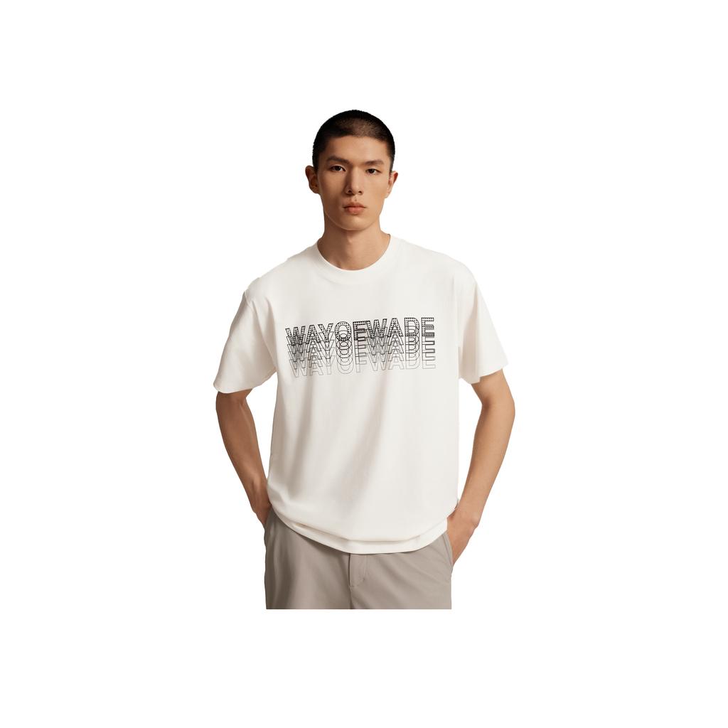 Li Ning Wade Series Sports Casual Simple Round Neck Pullover Short Sleeve T-Shirt Men Tops Champagne-White AHSV015-5