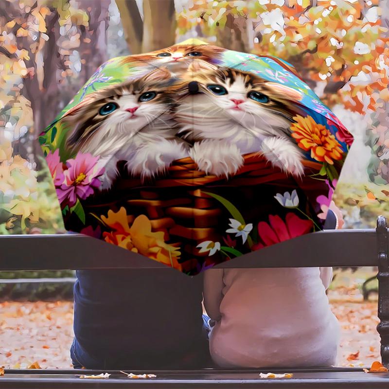 cat 3 Printed umbrella windproof folding umbrella portable sun and rain umbrella suitable for gifting