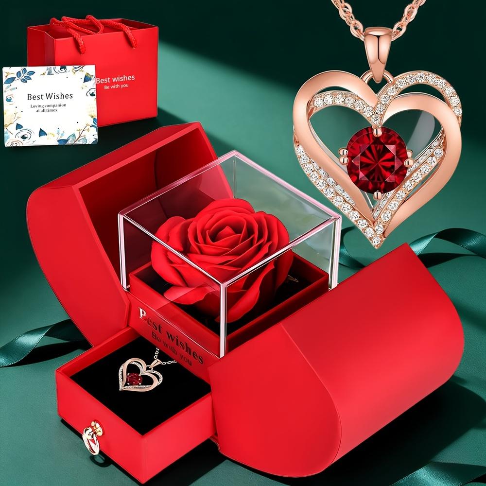 Elegant 100-Language "I Love You" Necklace with Red Rose & Heart Pendant In Luxury Gift Box - Valentine's Day, Mother's Day