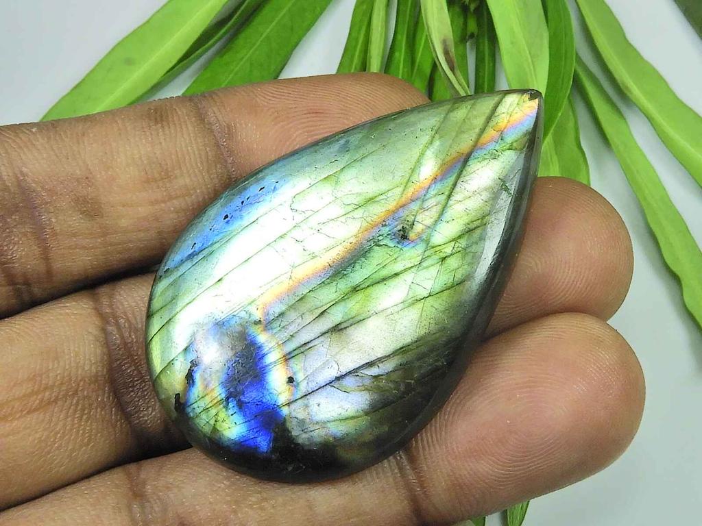 32X39MM Natural Labradorite Multi Purple Pear Cabochon Loose Gemstone 100Cts SK-4058