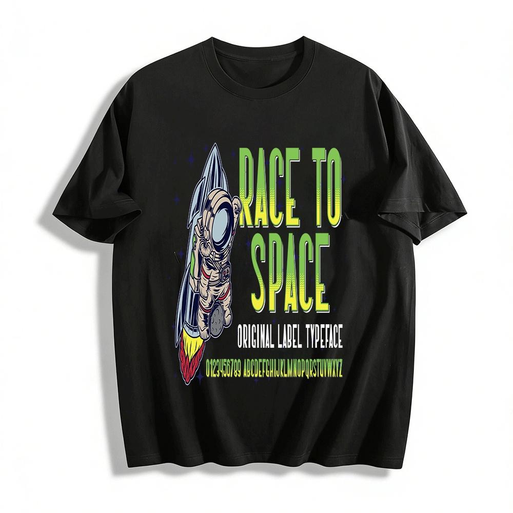 

Astronaut Rocket Print Casual T-Shirt Race To Space Theme Pure cotton T-shirt XXS