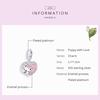 BAMOER 925 Sterling Silver Bead Cute Puppy Charm Pink Heart Shape Pendant Fit Origional Bracelet Jewelry Gift for Girl