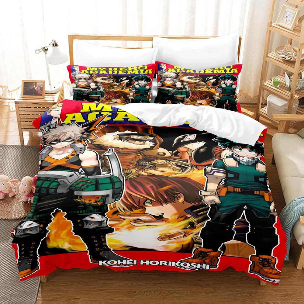NEW My Hero Academia Anime Duvet Cover Set with Pillow Covers Polyester Teens Kids Bedding Set Full Queen King Size Bed Linen