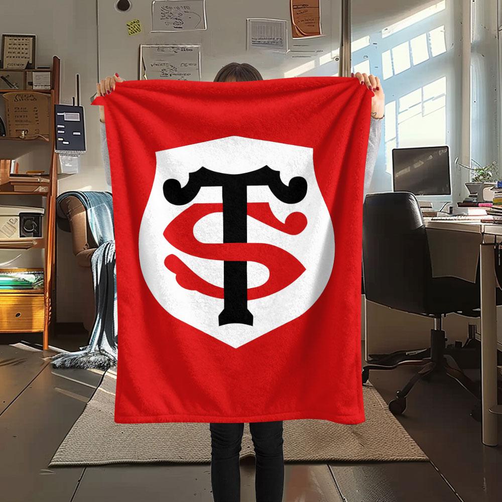 1PC Stade Toulousain Patterned Flannel Blanket Suitable For All Seasons for Home Decor Warmth and Comfort Gifts Holiday Present
