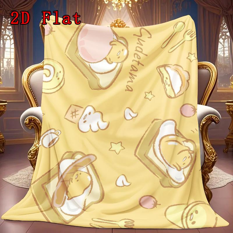 Gudetama 2D Flat Pattern Flannel Blanket High quality All Seasons Warmth and Comfort Perfect for Christmas Gifts.FMT261012377