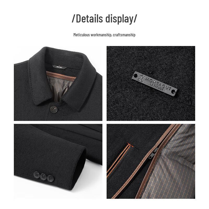 MONTAGUT Men's Winter Wool Blend Coat with Detachable Duck Down Liner