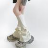 Gray Women's Slimming Micro-Flare Cotton Calf Socks - Solid Color, Elastic, Piled-Up Trapezoidal Leg Covers for Spring and Autumn.