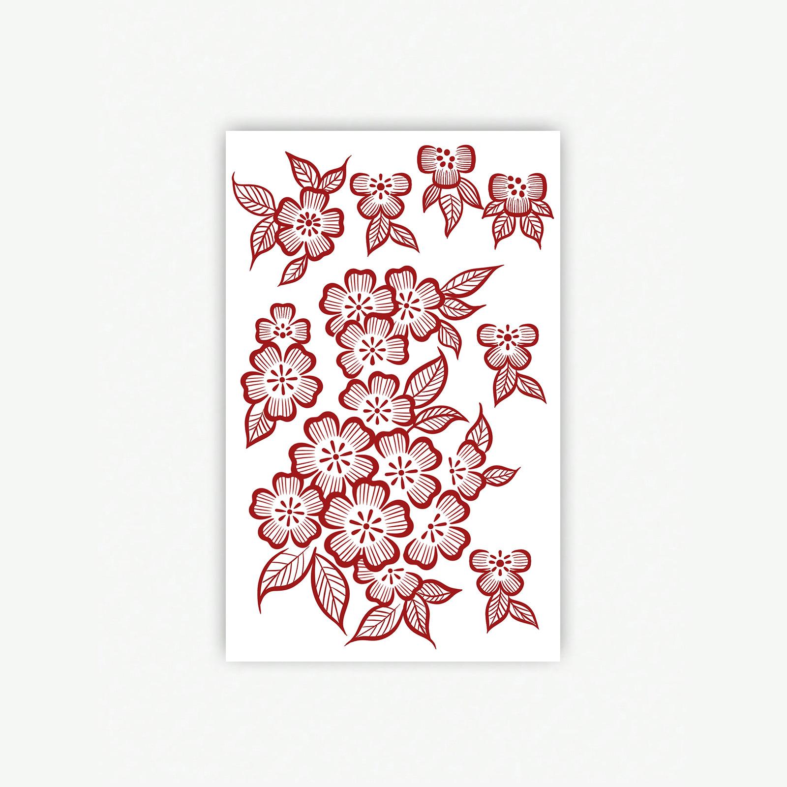 Red Rose Flower Totem Hand Temporary Tattoo Sticker Tattoo 12*19CM