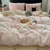 Winter new soft rabbit fleece four-piece set three-dimensional bow thickened warm milk fleece duvet cover dormitory