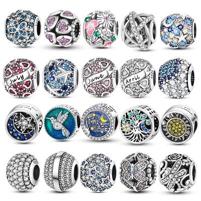 Regalo di gioielli con perline in argento sterling 925 con zirconi rotondi intarsiati colorati
