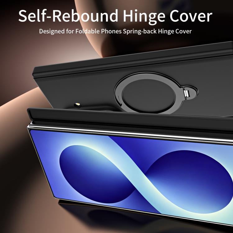 Magnetic Ring Foldable Integrated Film Phone Case For Samsung Galaxy Z Fold4, Hinge Protection 360° Kickstand Wireless Charging Cover