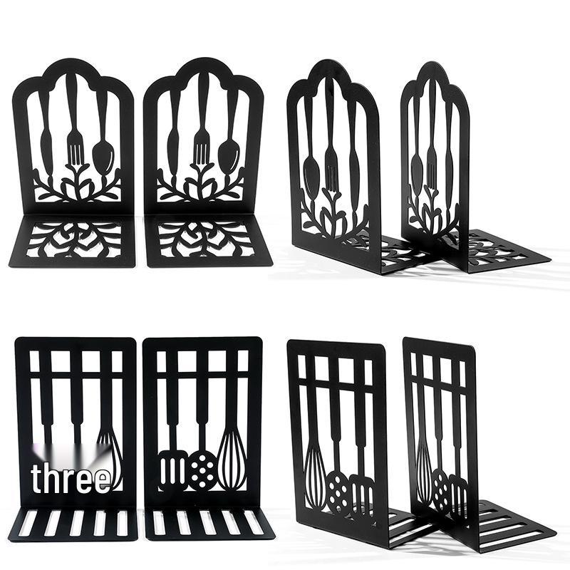 Retro Simple Cutlery Graphics Book Stand - Hollowed-out Bookshelf for Students