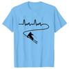 Men's Clothing Ski Skiing Heartbeat Snowboard Shirts Fashion Graphic Short Sleeve Tee O-Neck Harajuku Men Oversized T-shirt