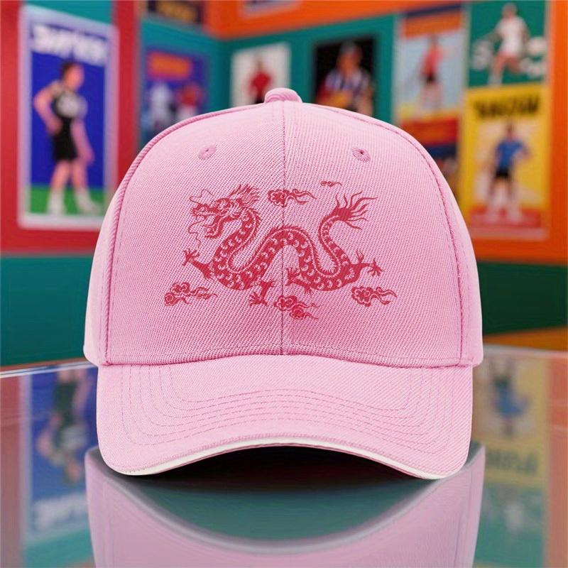 Red Dragon Graphic Baseball Cap Polyester Breathable Outdoor Adjustable Unisex Sport Hat