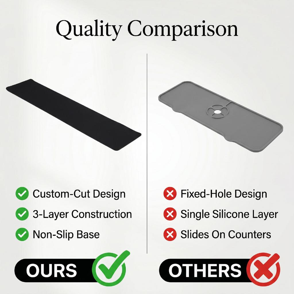Kitchen Sink Mat 30 X 5.5 Inch, Customizable Faucet Splash Guard Mat, Quick Dry Sink Protector for Kitchen Bathroom,