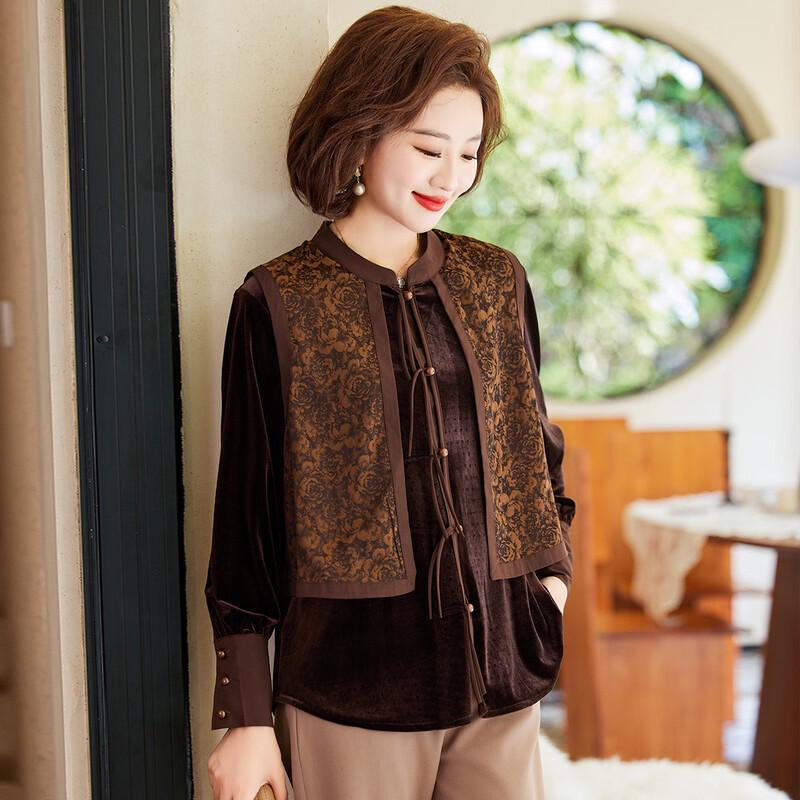 BAOLIANDUO Женский осенний бархатный кардиган-обманка из двух частей 4XL