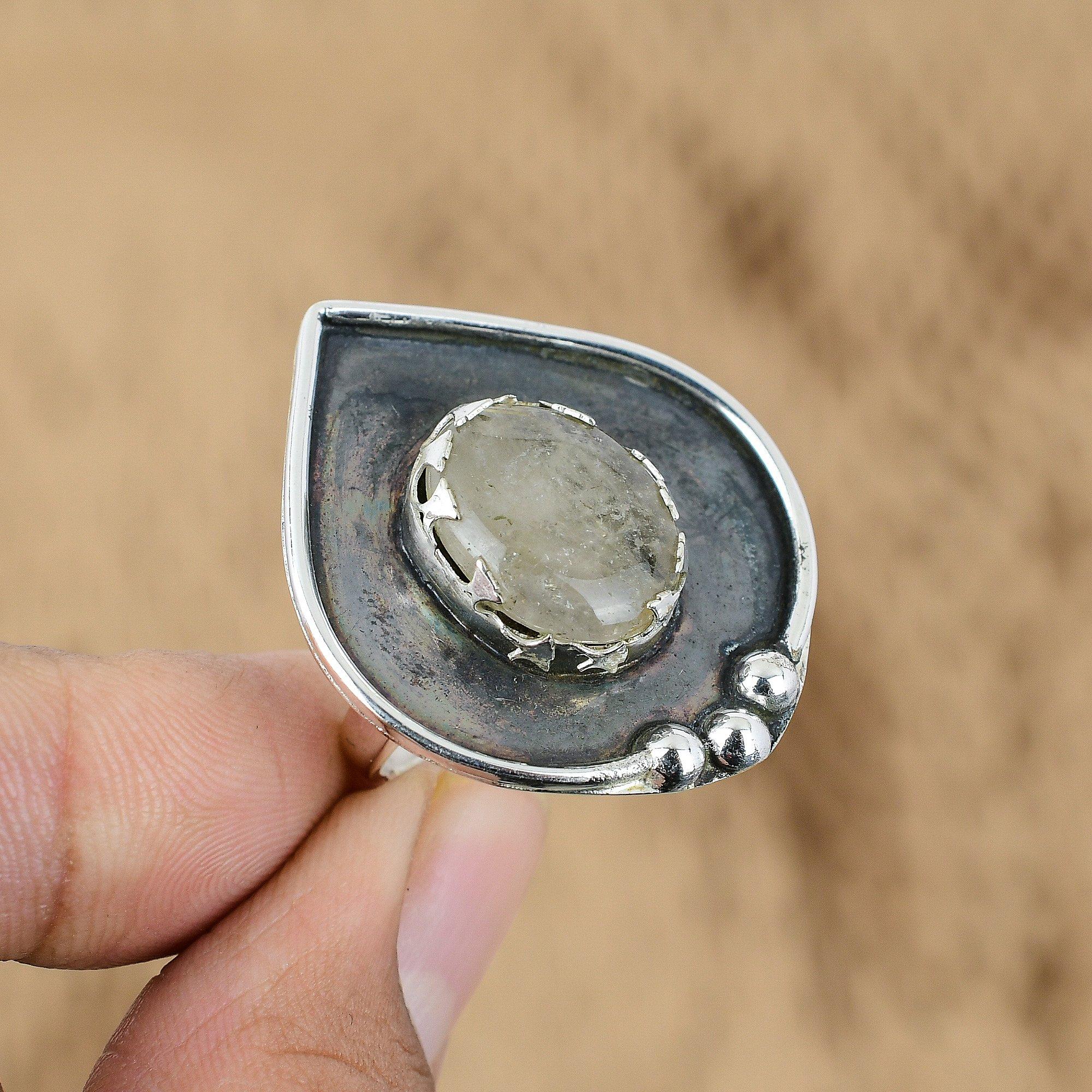 

Mothers day Deal 925 Sterling Silver Golden Rutile Gemstone Statement Wife Ring Yes