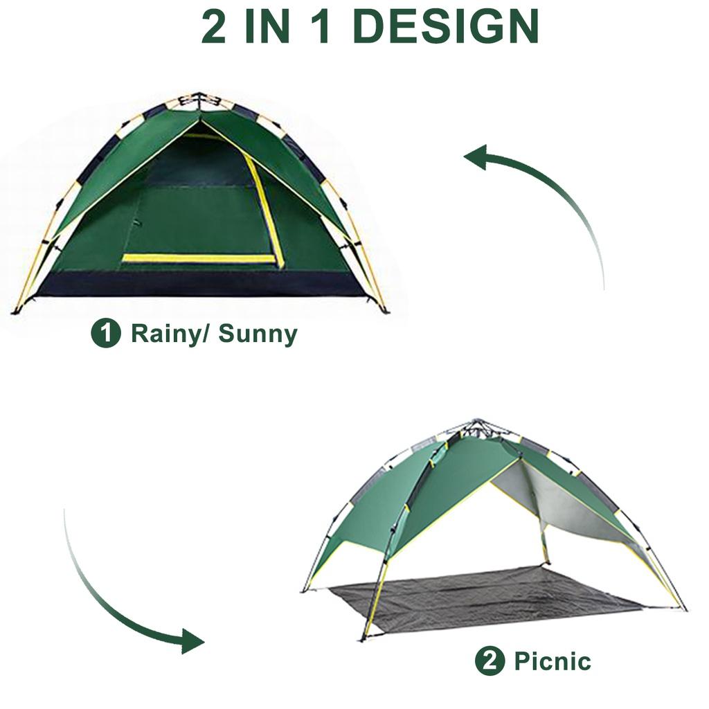 200 X 200 X 135cm 3-4 Person Dual Layer Waterproof Windbreak Portable Outdoor Equipment Camping Tent