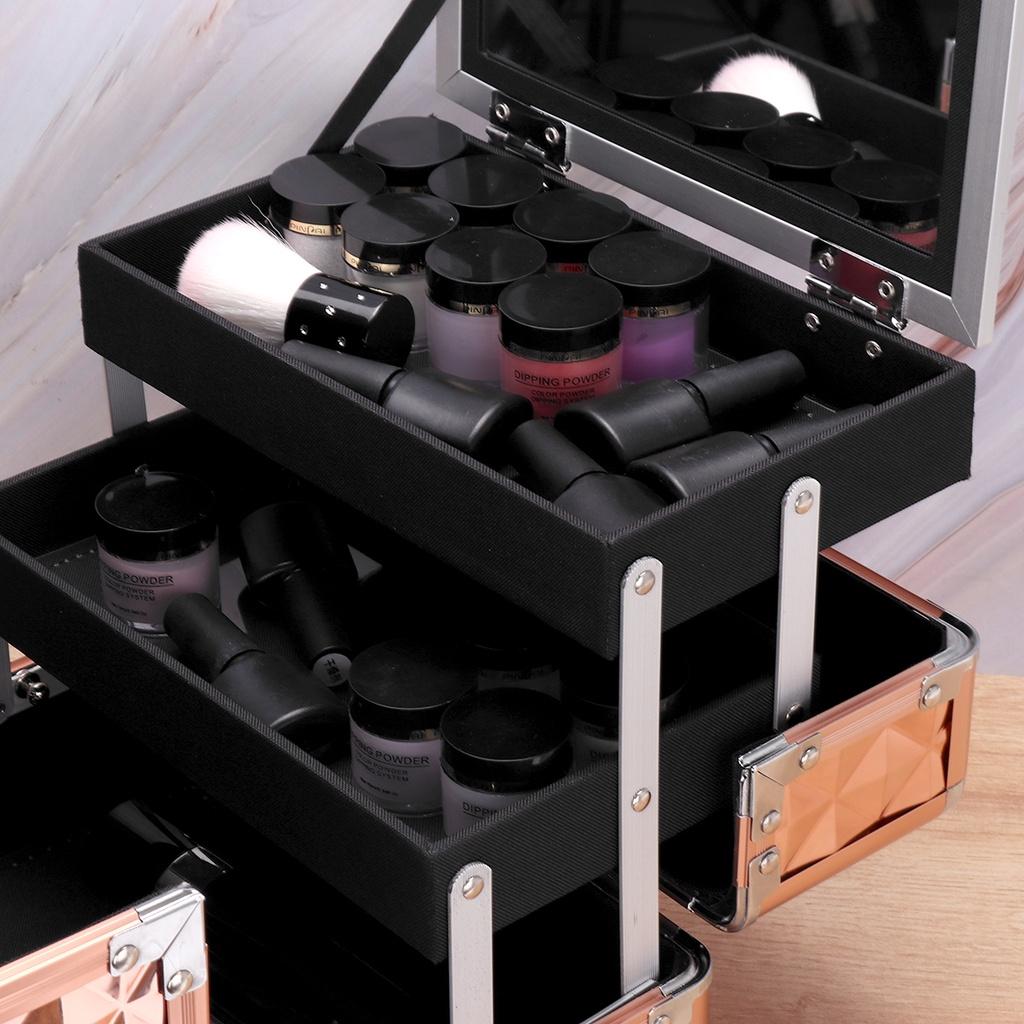 Professional Portable Cosmetic Bag Suitcases Cosmetics Large Capacity Women Travel Makeup Bags Box Manicure Cosmetology Case 9 x 6 x 6 inchesinches