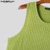 INCERUN Men Summer O-neck Sleeveless Texture Casual Sports Tank Tops T-shirts