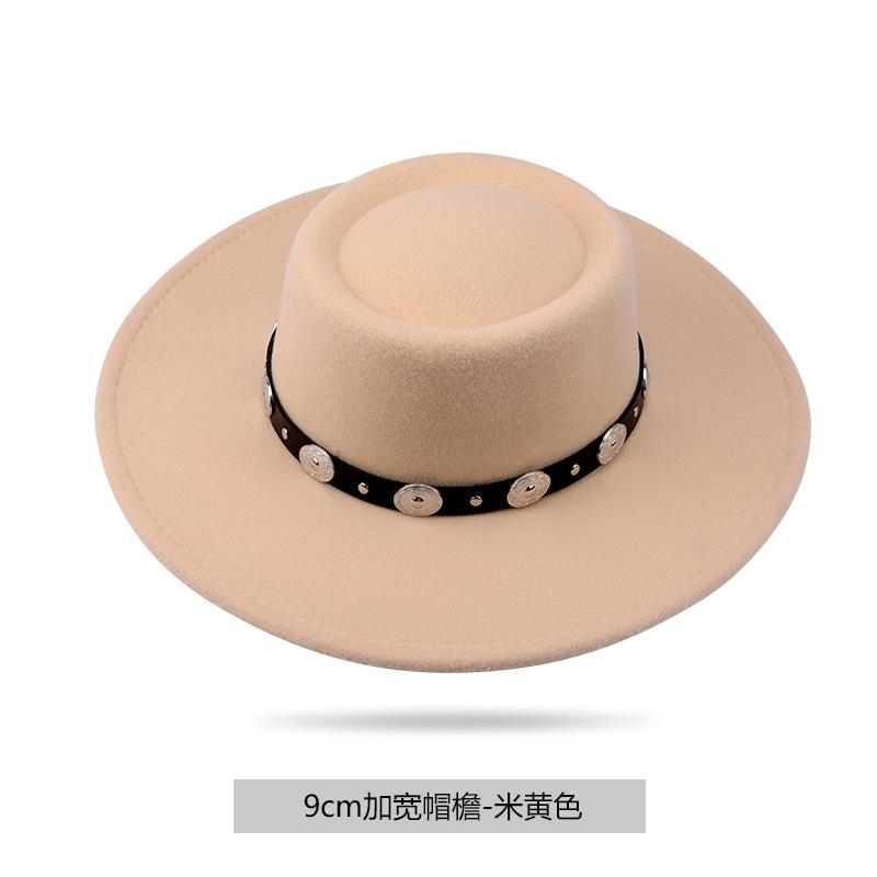 Autumn and winter hats women's large brim felt top hats men's and women's woolen jazz hats