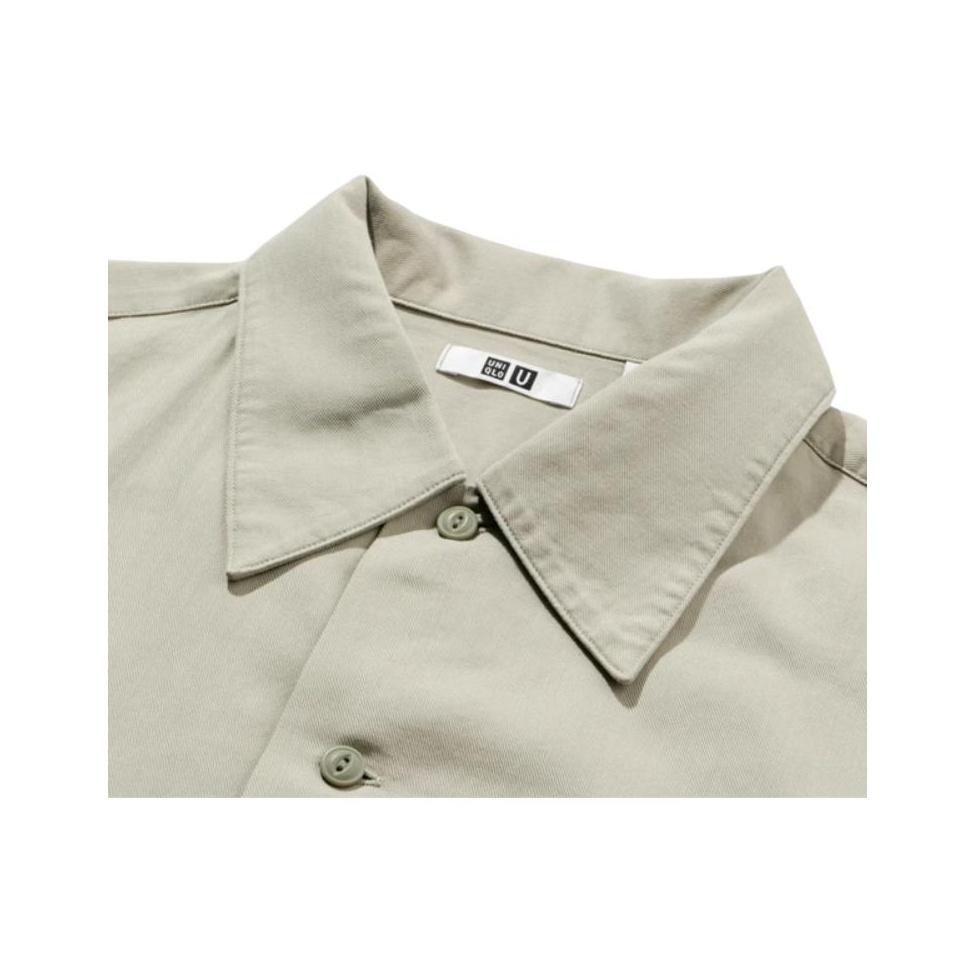 Uniqlo U Series SS23 Solid Color Pocket Loose Short Sleeve Shirt Unisex shirts Light-Beige 455978-30