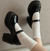 Luxury Chunky Pumps Women Single Shoe 2025 Autumn Pu Leather Ankle Buckle Mary Jane Shoes Woman Thick Heeled White Lolita Shoes