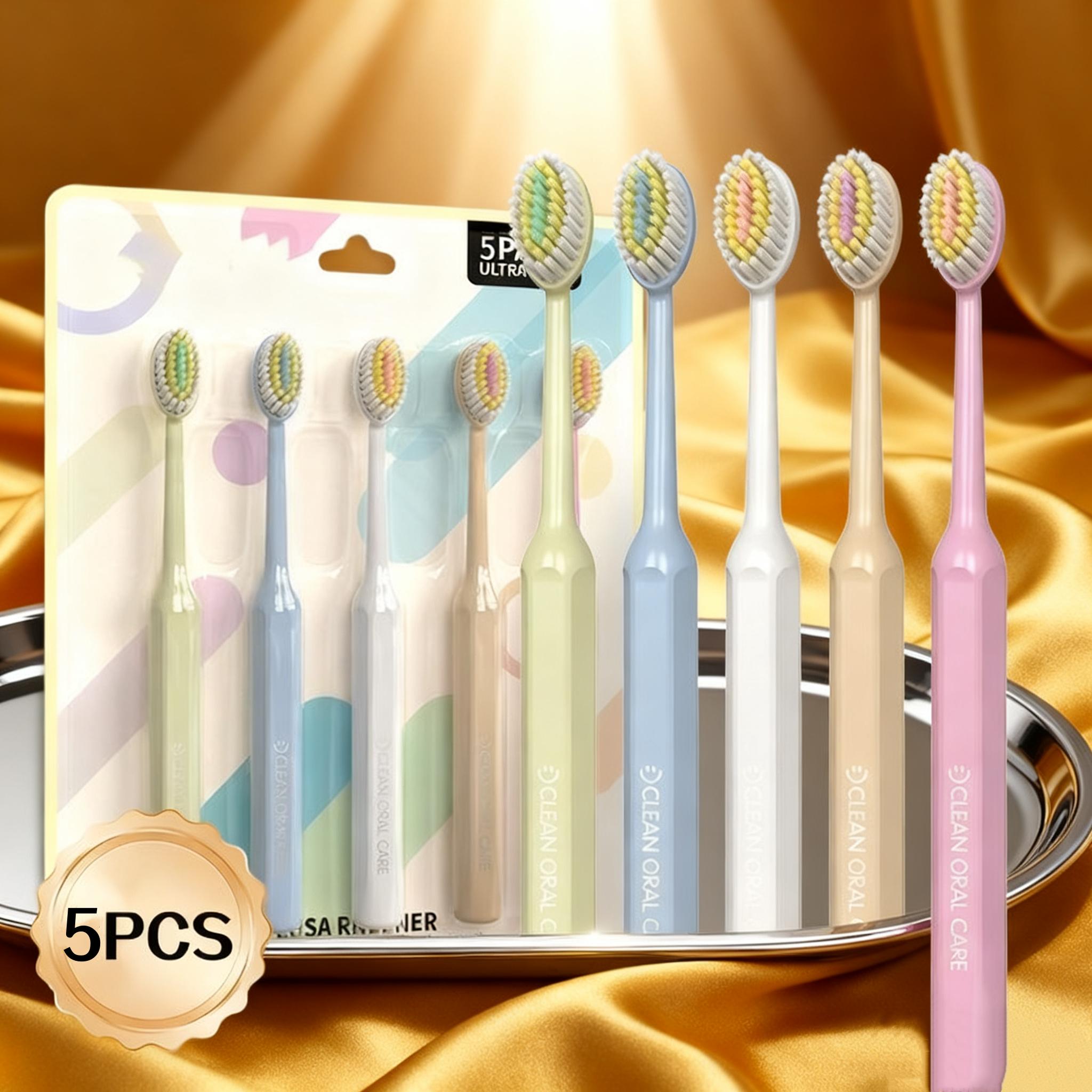 

5/10Pcs Macaron Color Roman Column Handle Non-Slip Mountain-Shaped Bristle Brush Head Manual Toothbrush Best Gift for Christmas, Halloween,