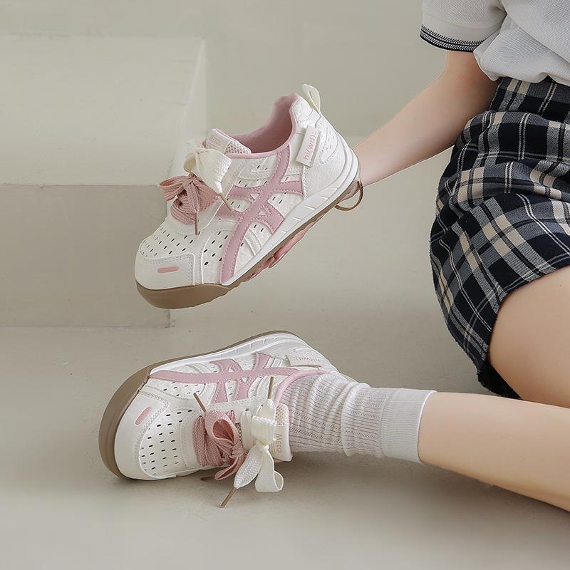 Ugly Cute Hollow Breathable Ballet Training Shoes Women's 2025 New Retro Color Matching Versatile Casual Sports Forrest Gump Shoes
